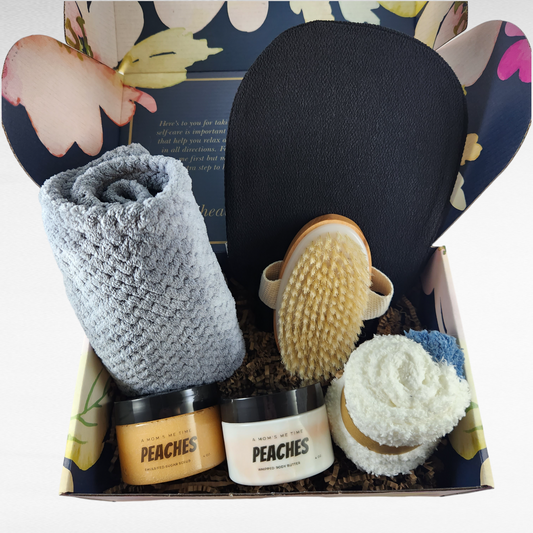 Serenity Home Spa Gift Box with Body Butter, Shea Butter Sugar Scrub, and More