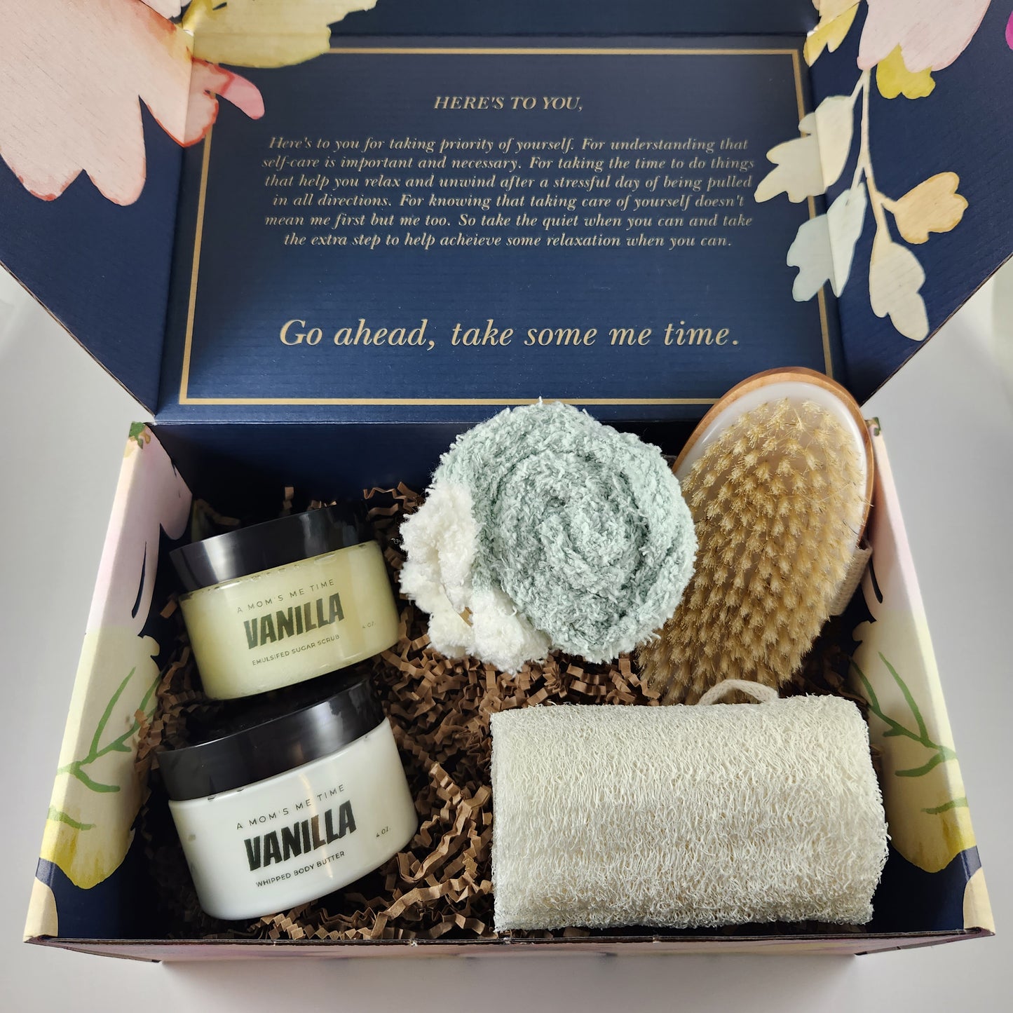 Oasis Home Spa Gift Box with Body Butter, Shea Butter Sugar Scrub, and More