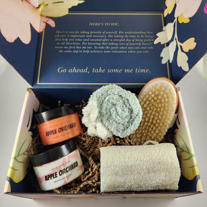 Oasis Home Spa Gift Box with Body Butter, Shea Butter Sugar Scrub, and More