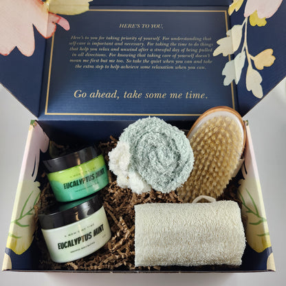 Oasis Home Spa Gift Box with Body Butter, Shea Butter Sugar Scrub, and More